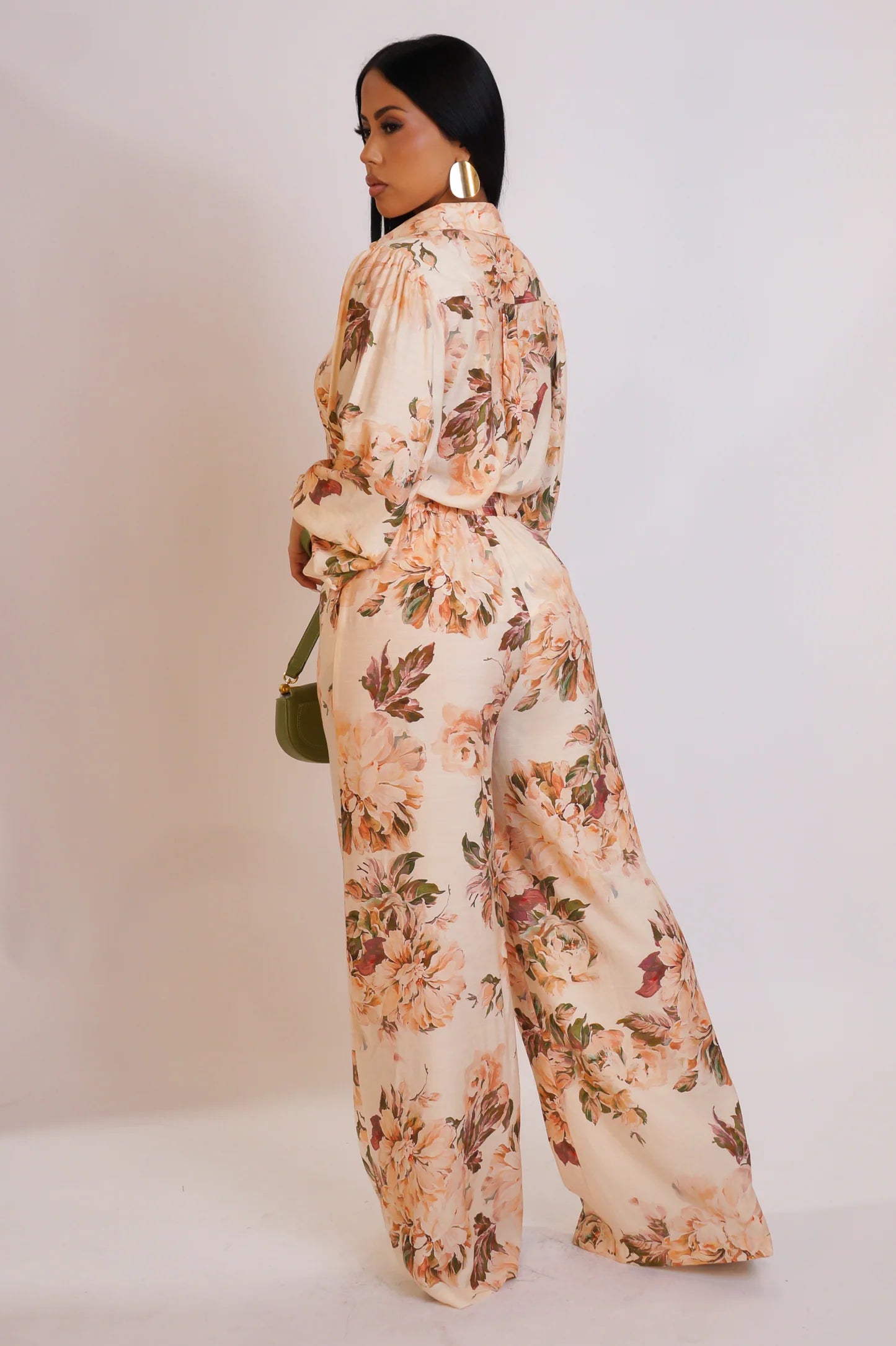 Vintage Floral Ivory Pant Set
