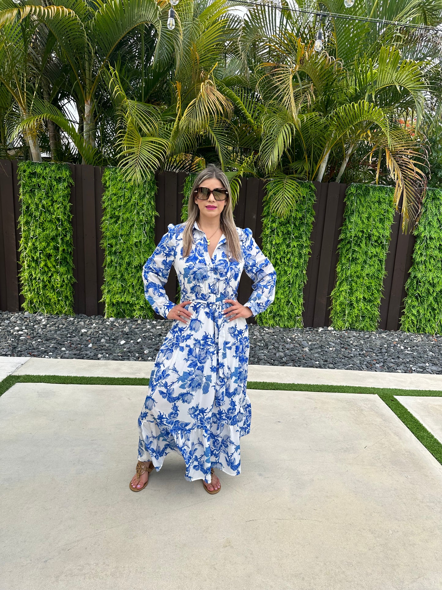 Daniela white and Blue Dress
