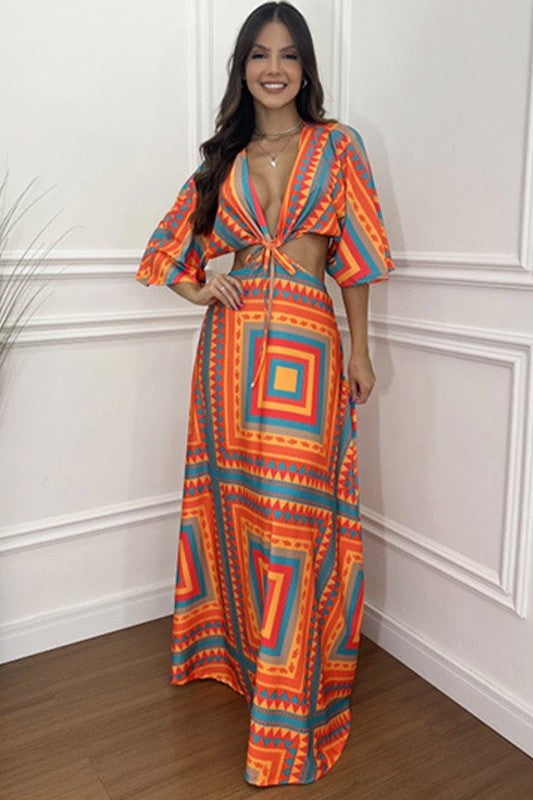 Ashley orange maxi dress