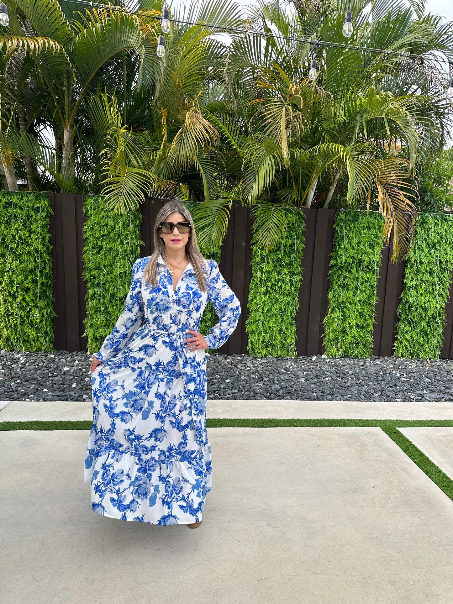 Daniela white and Blue Dress