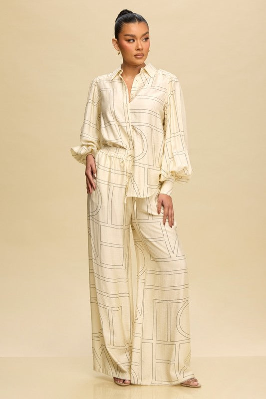 Linear set pants and shirts