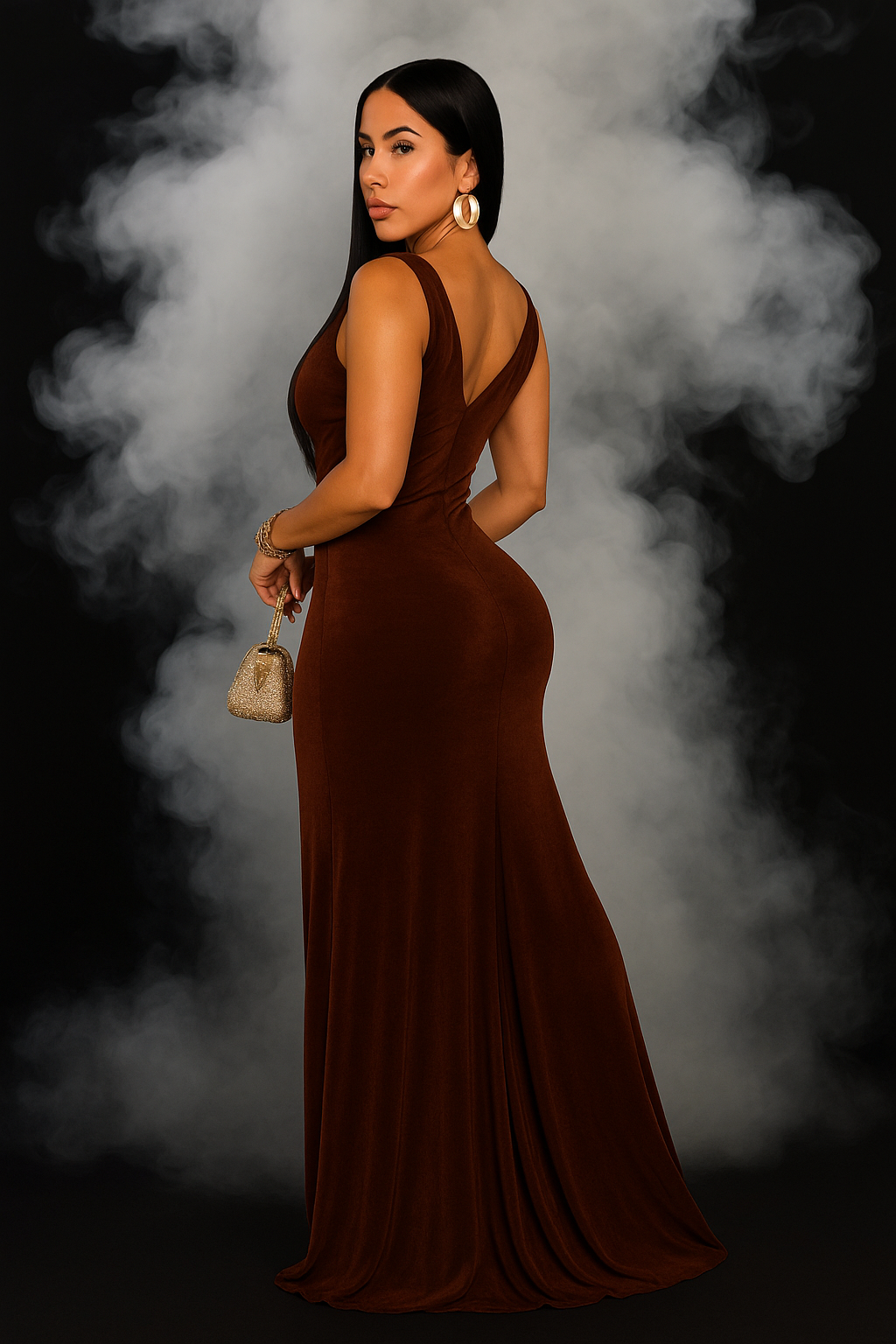 Analina Brown Maxi Dress