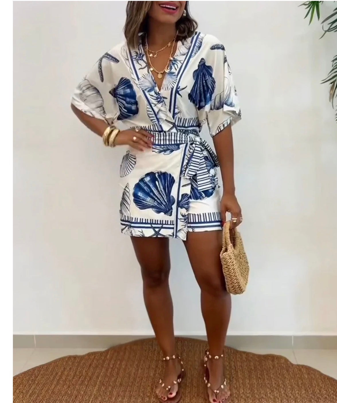 Starfish & Seashell Print Romper