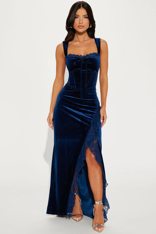 Blue Velvet Maxi Dress