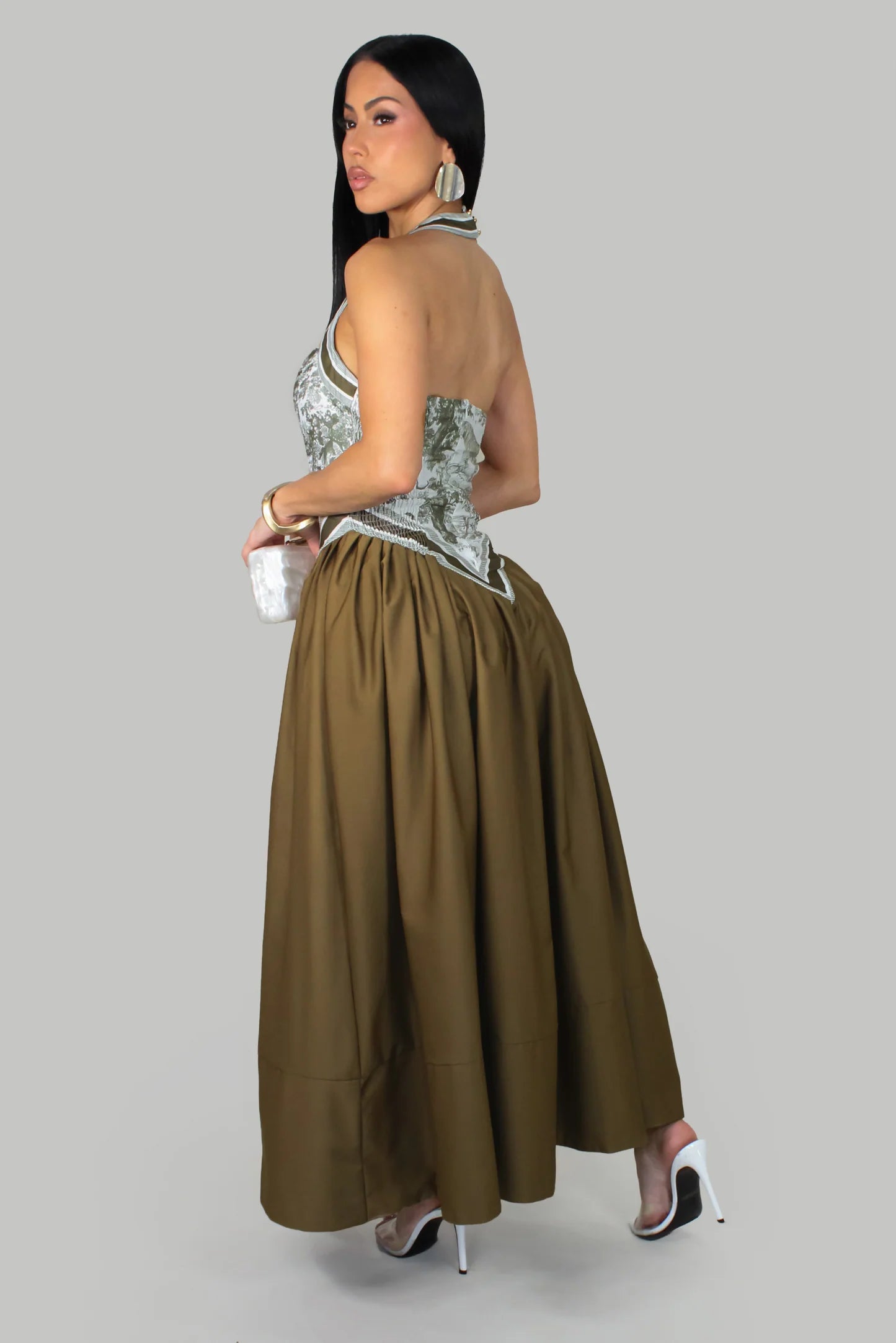 Safari Luxe Halter Maxi Dress