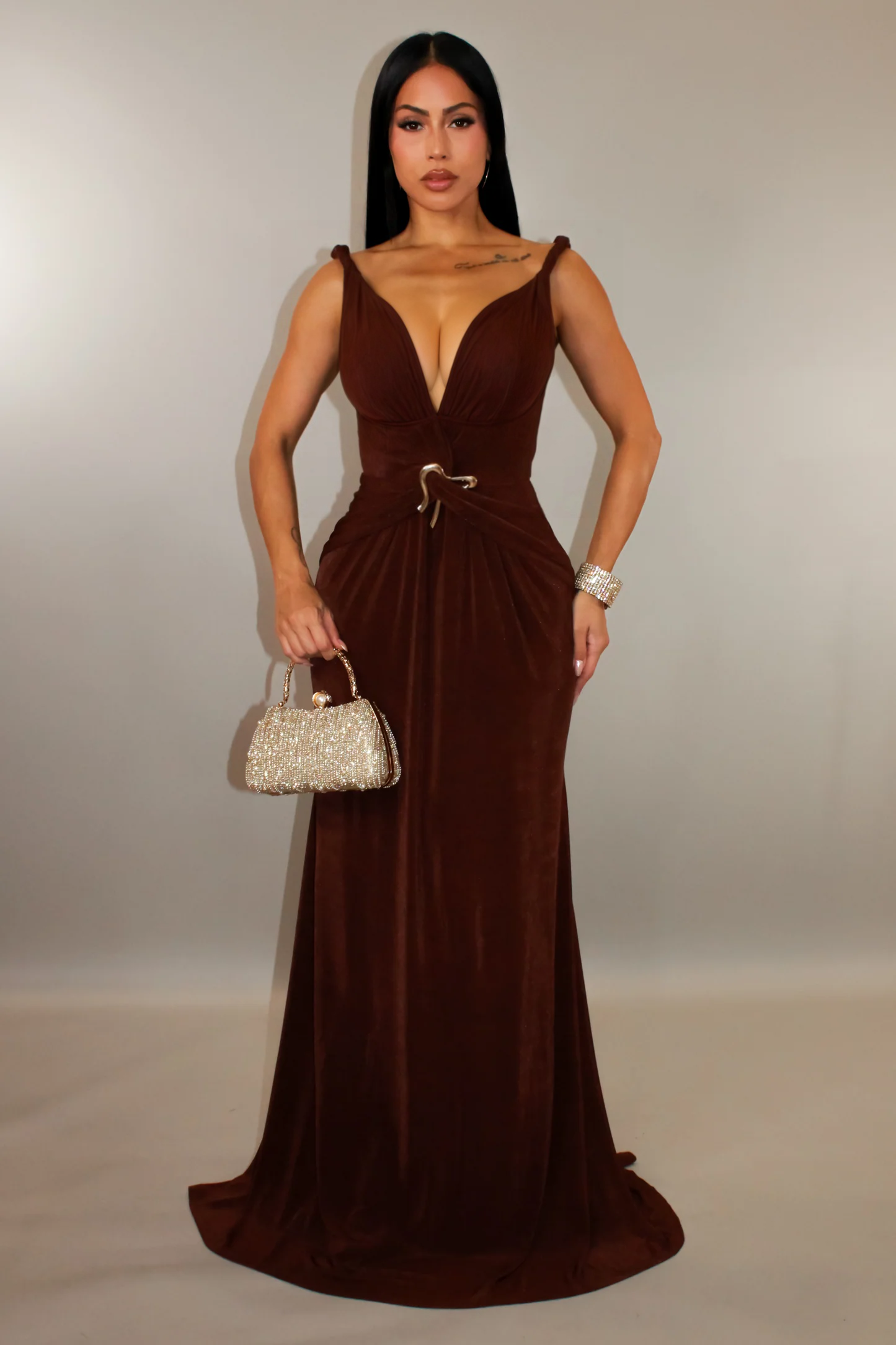 Analina Brown Maxi Dress