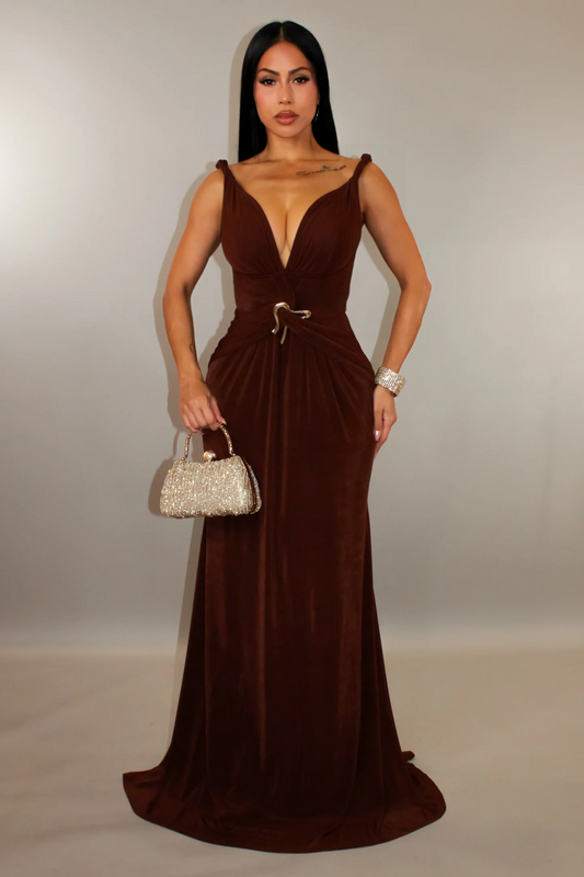 Analina Brown Maxi Dress