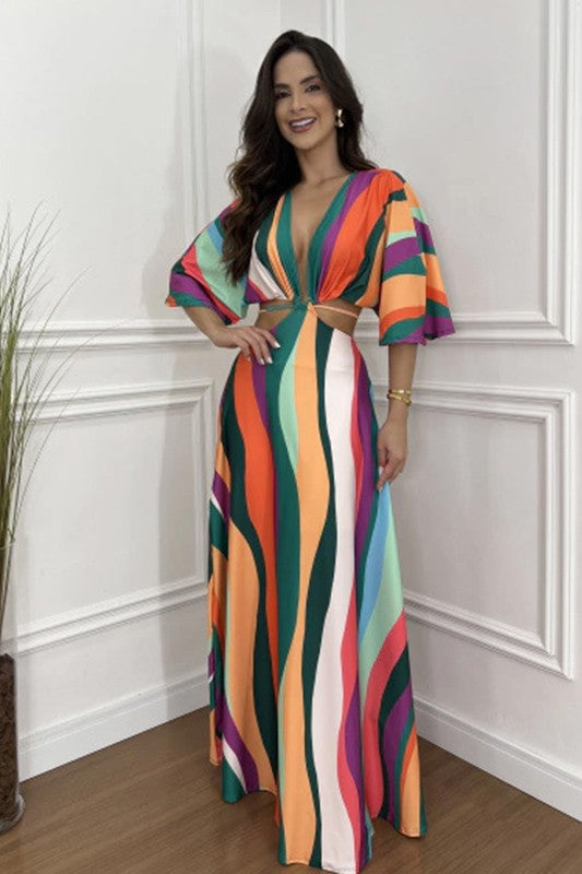 Ashley stripes maxi dress