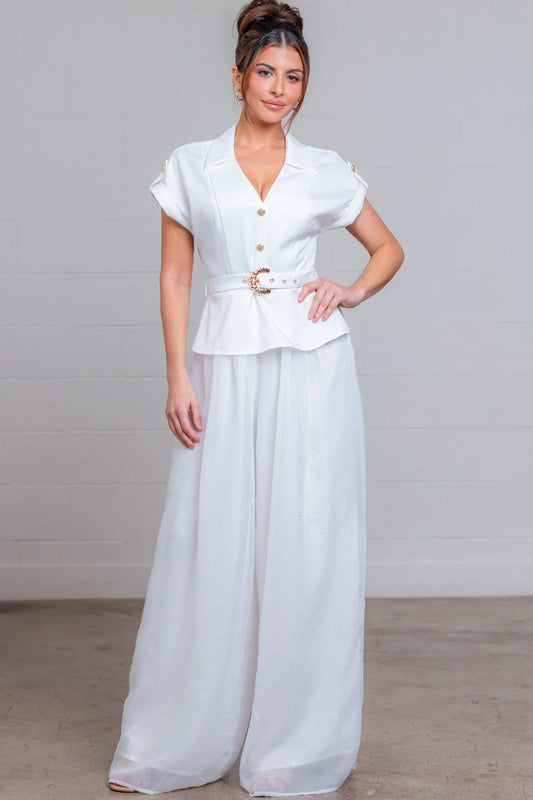 White and Gold Jumpsuit