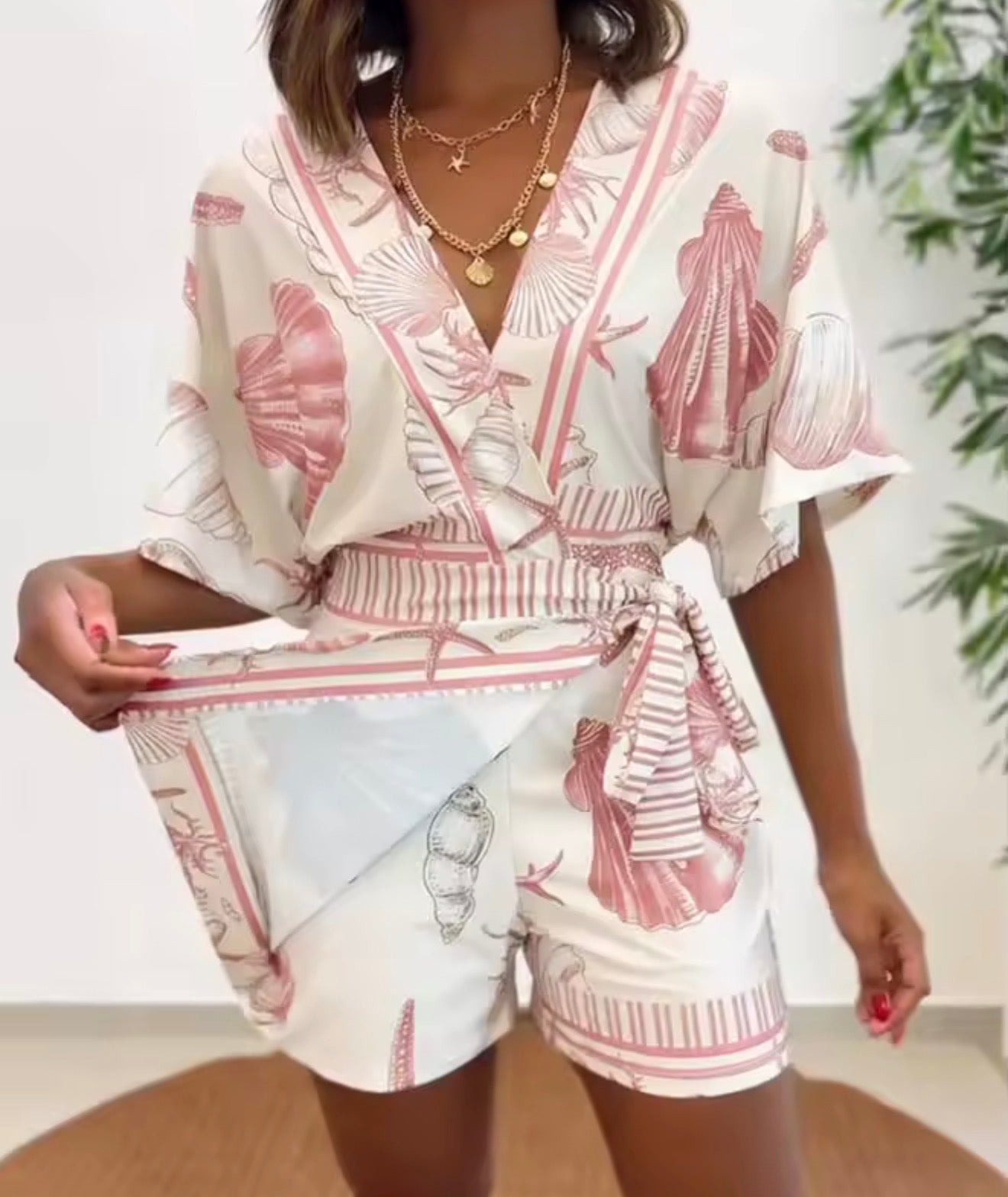 Starfish & Seashell Print Romper