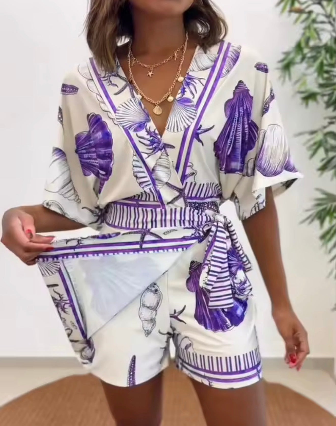 Starfish & Seashell Print Romper