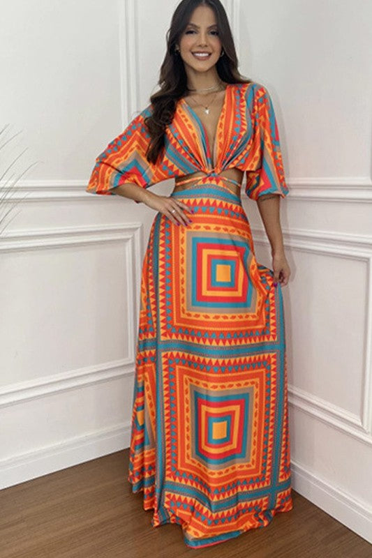 Ashley orange maxi dress