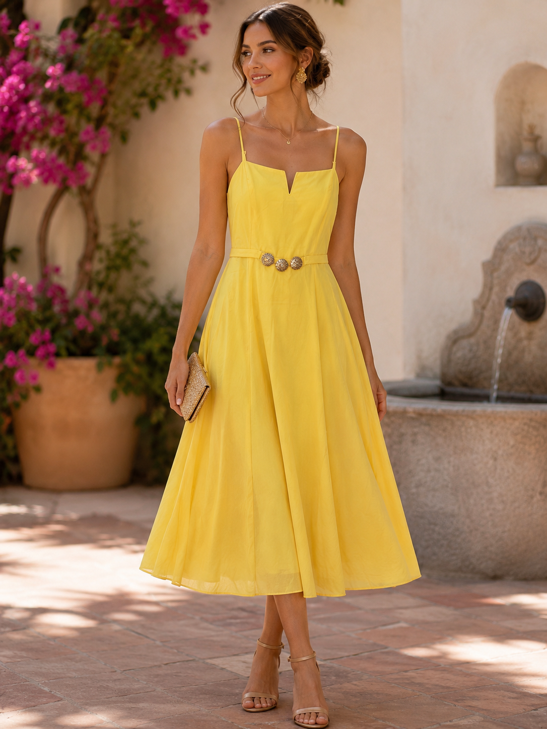 Golden Glow Midi Dress