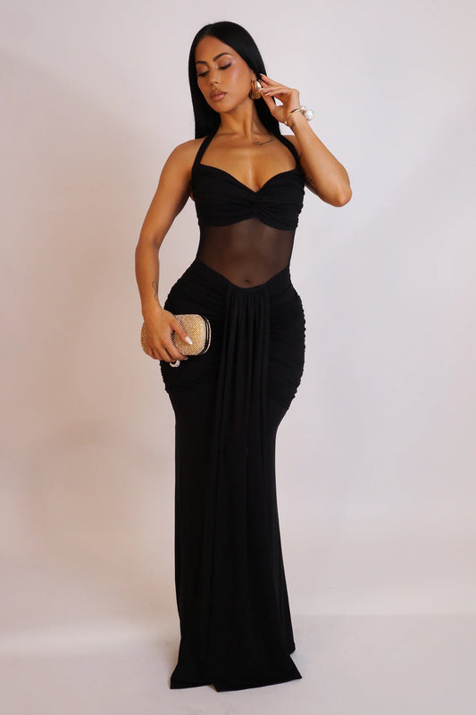 LET'S GO OUT MAXI DRESS-Black