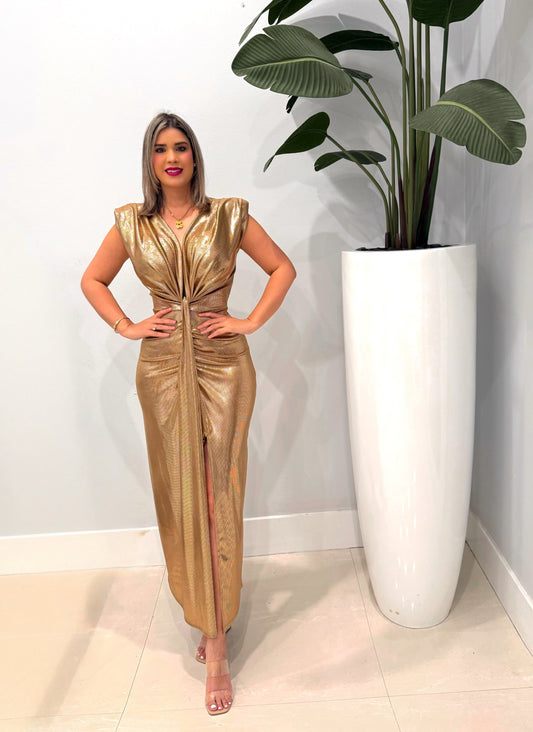 Gold Midi Dress