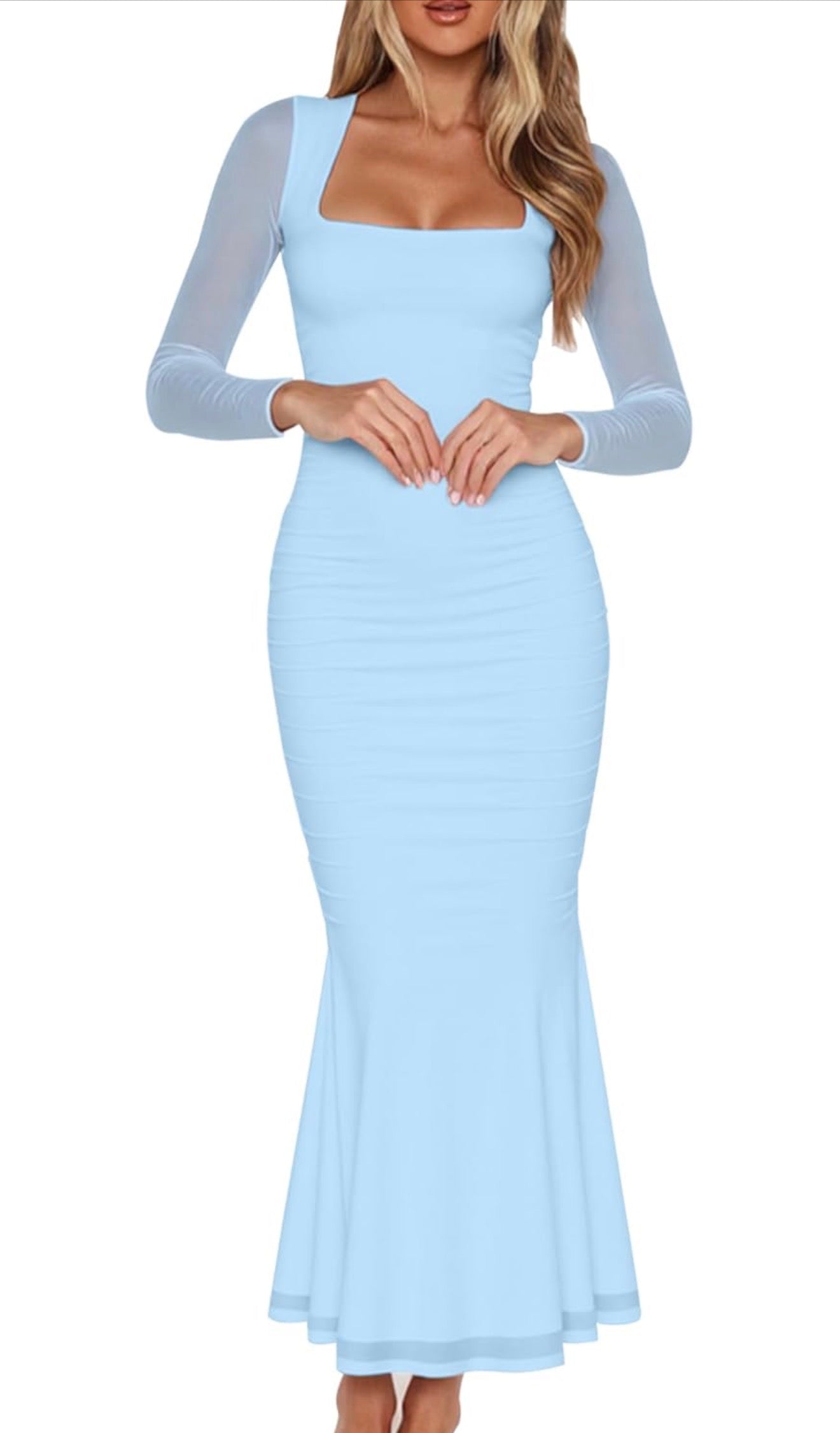 marsha mesh bodycon dress in blue Mesh Bodycon Dress in Blue