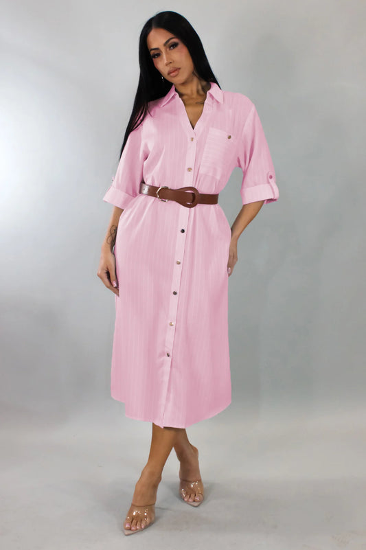 TOO CUTE MIDI DRESS - PINK