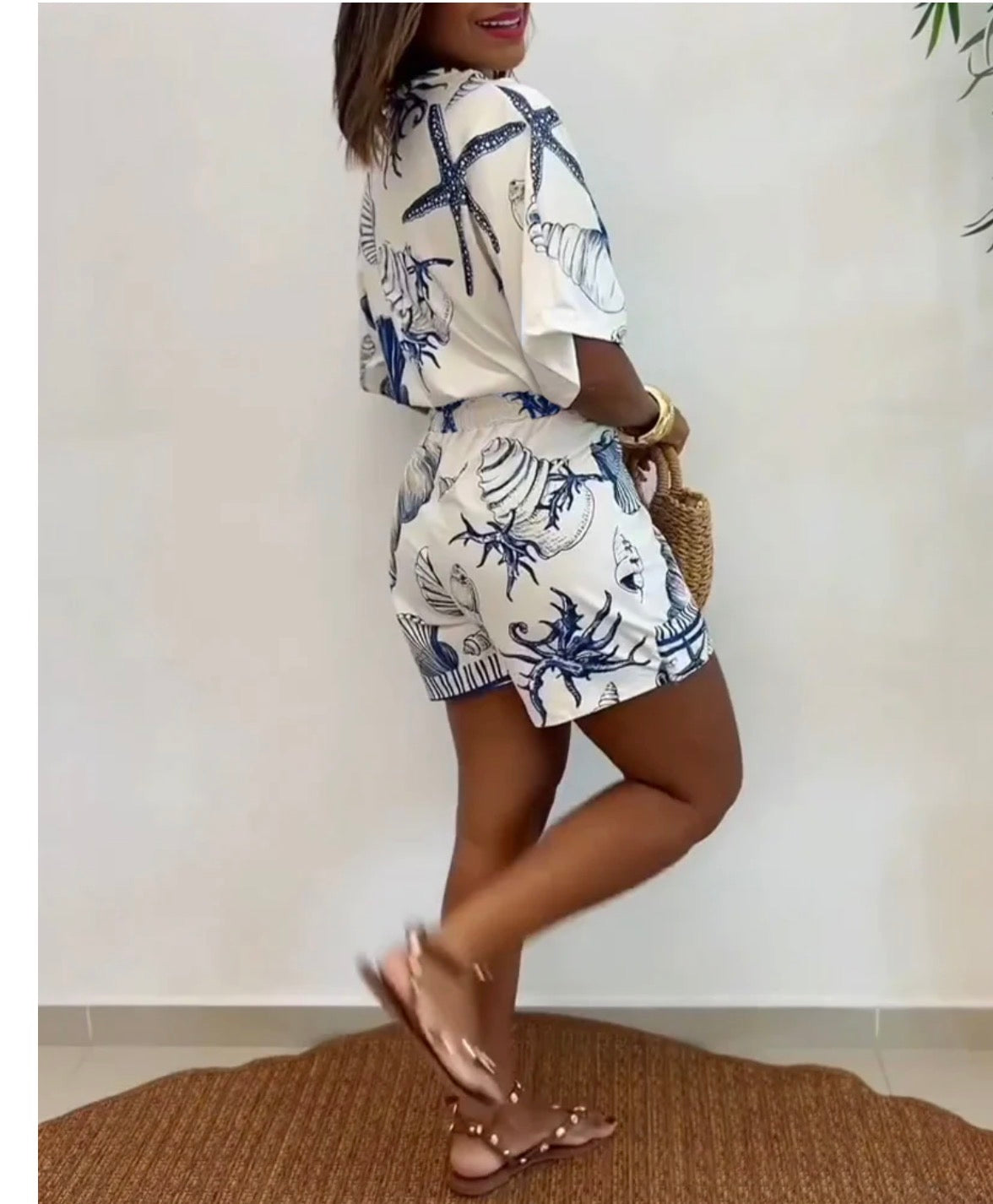 Starfish & Seashell Print Romper