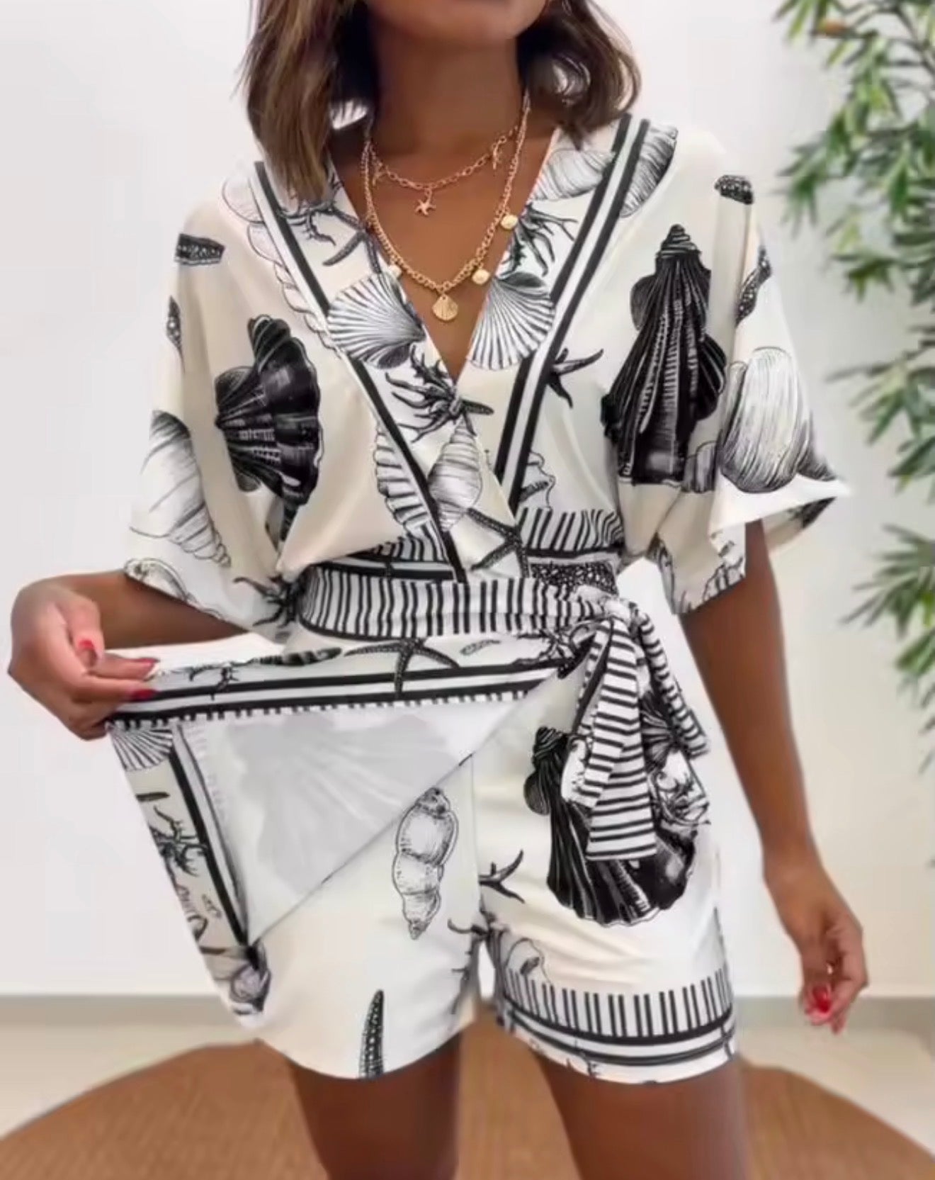 Starfish & Seashell Print Romper