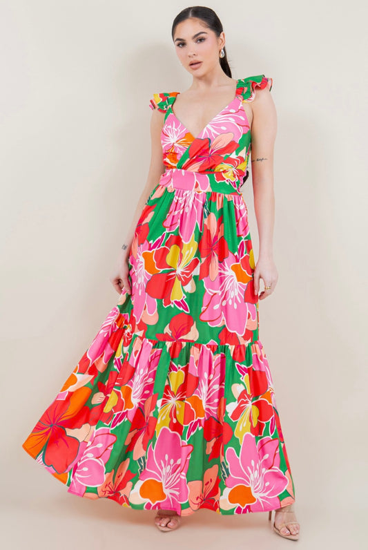 Emma dress Sleeveless Flower Print Maxi