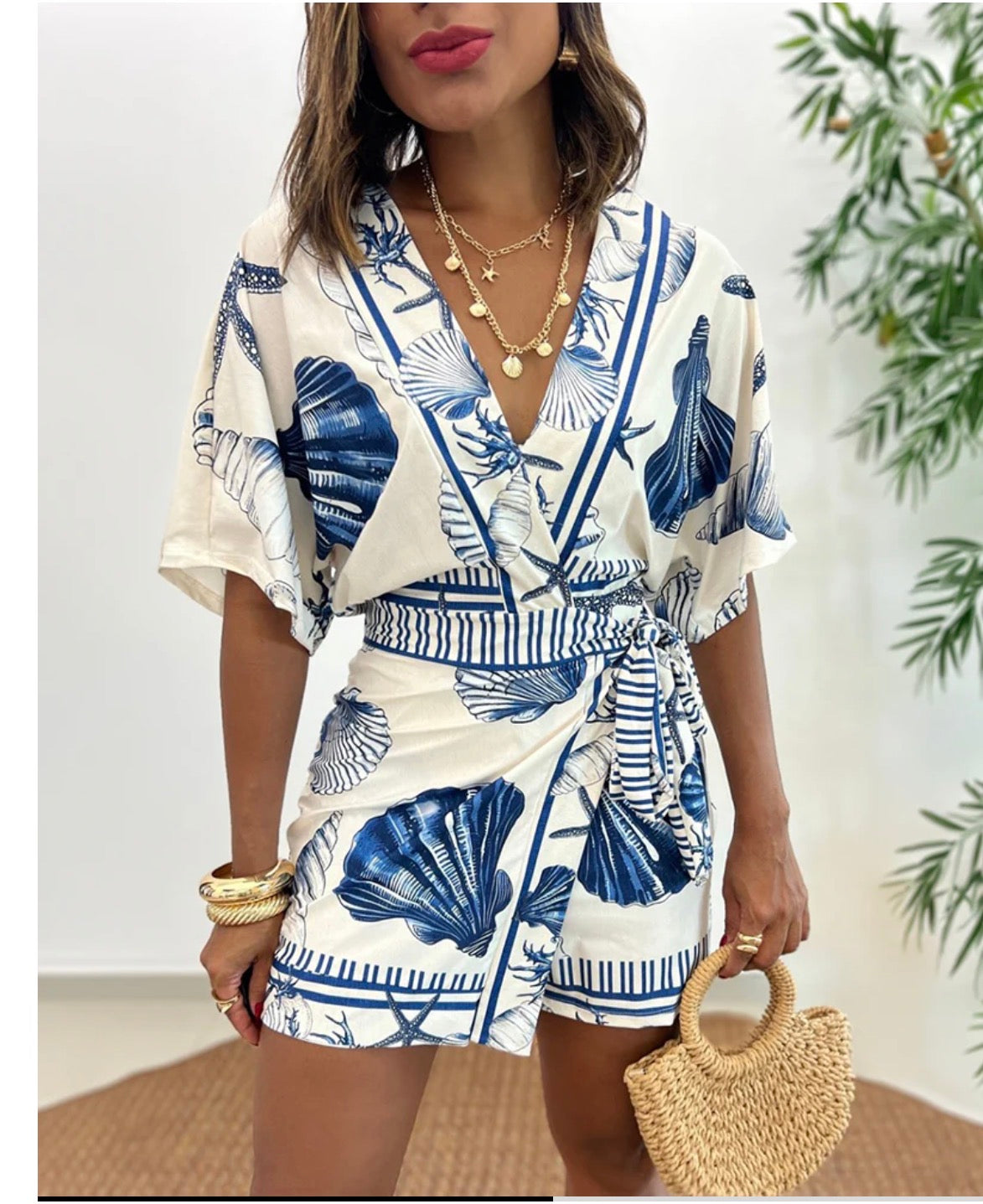 Starfish & Seashell Print Romper