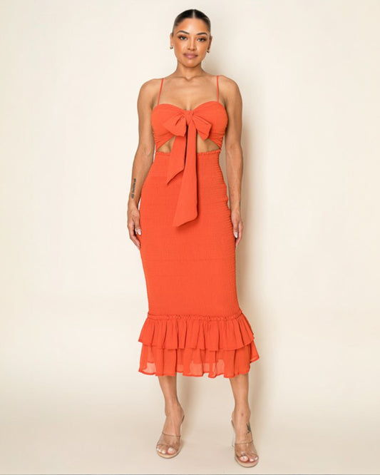 Aitza orange midi dress