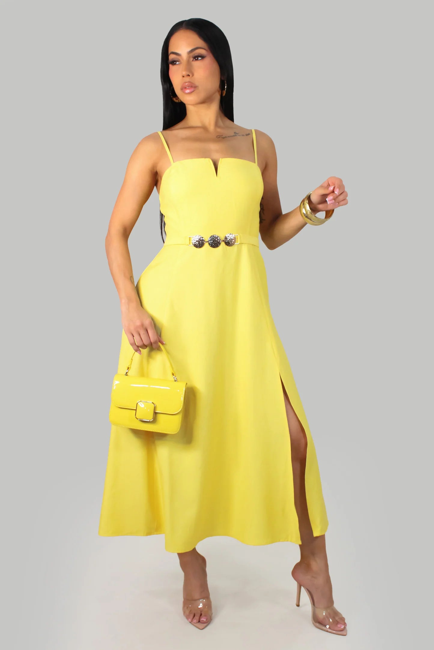 Golden Glow Midi Dress