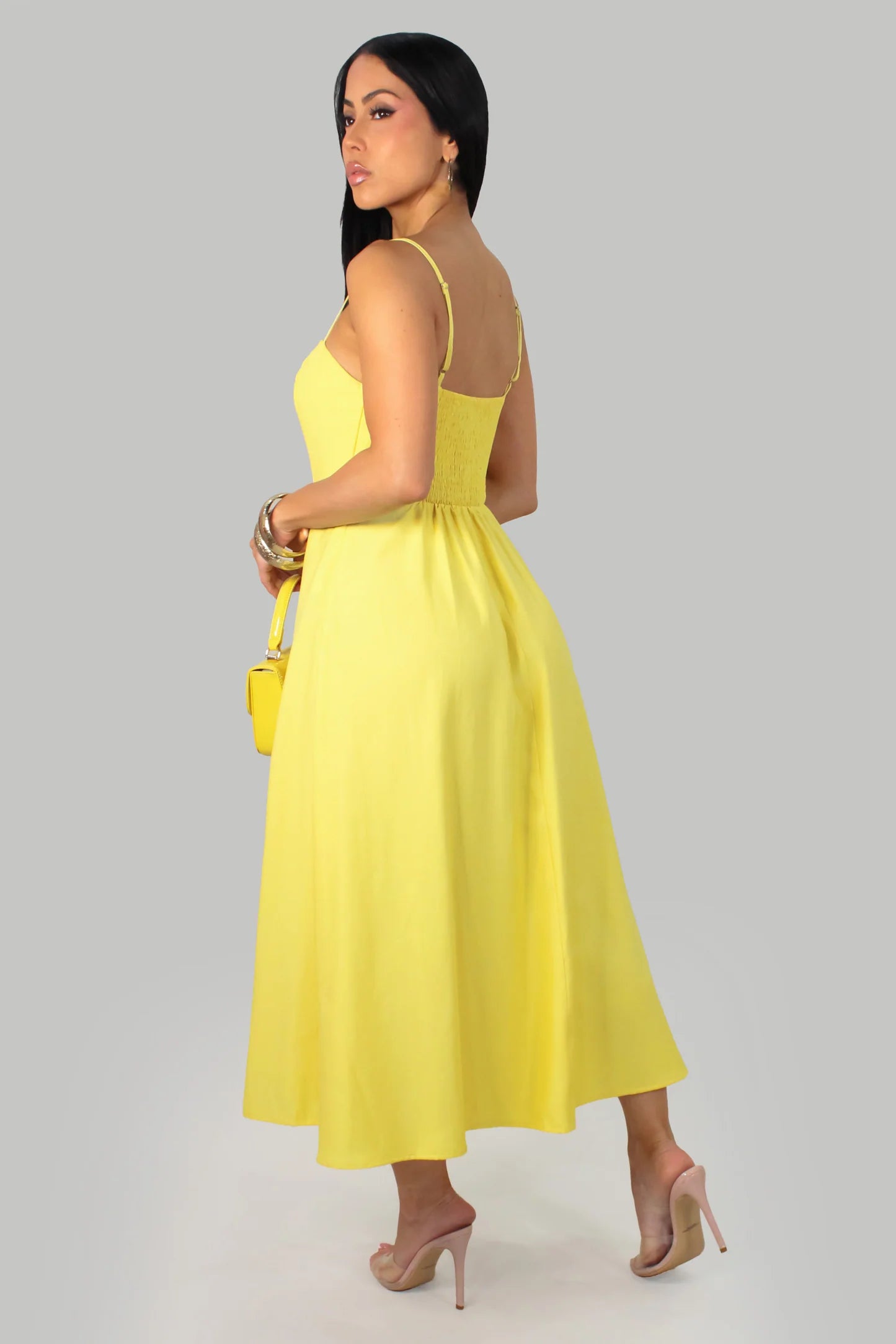 Golden Glow Midi Dress