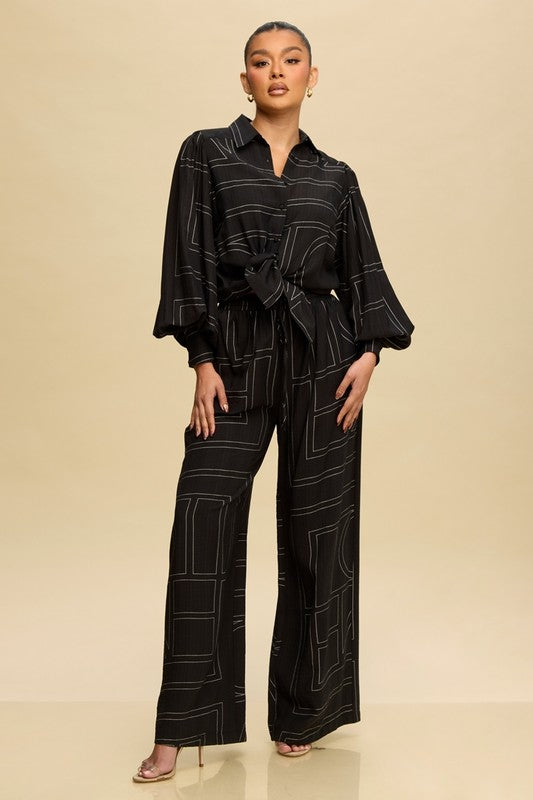Linear set pants and shirts